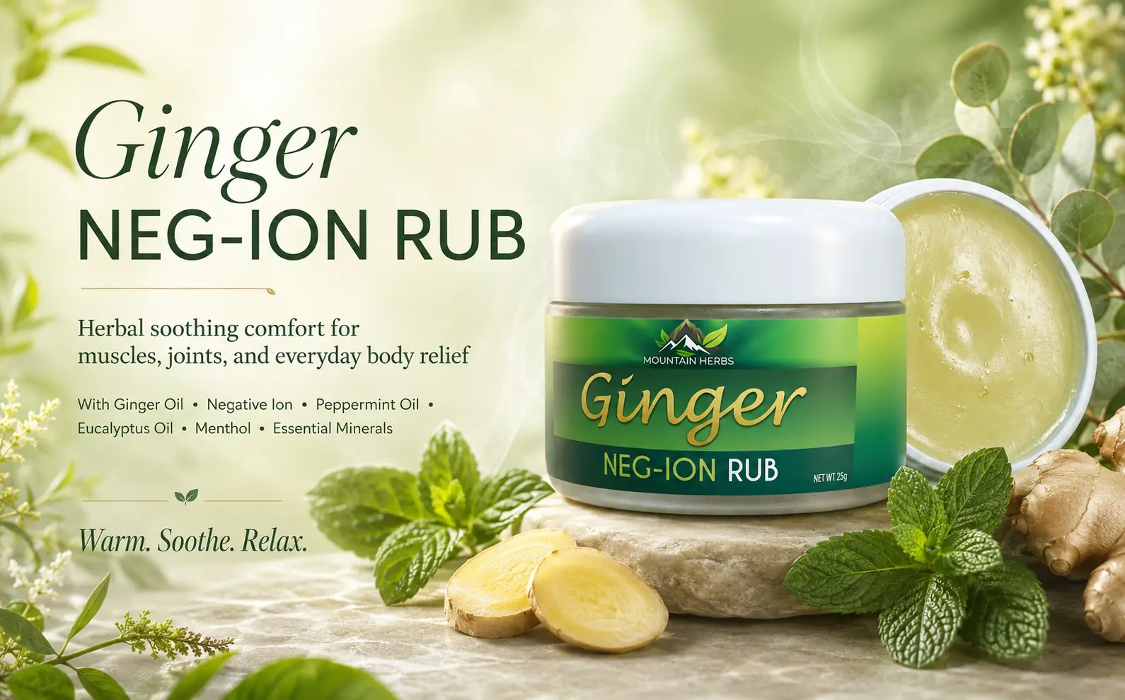 Ginger Negative Ion Rub formula